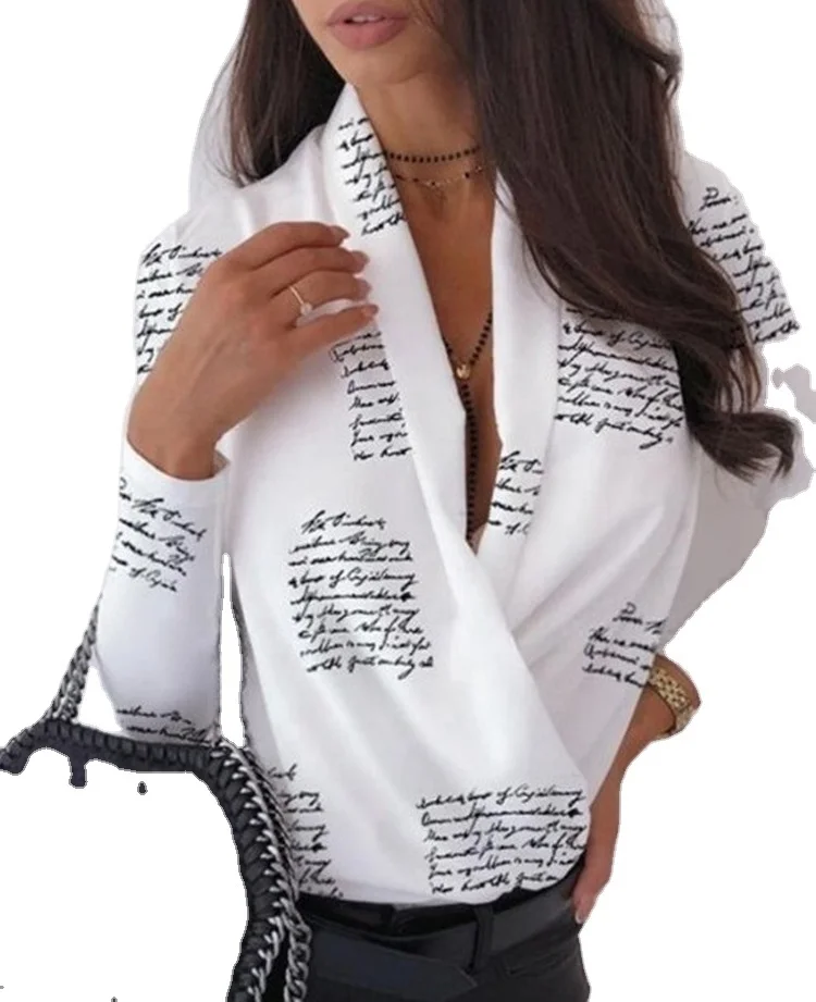 

Women's V-neck Fashion Printed Long Sleeve Shirt Female fashion Outfit