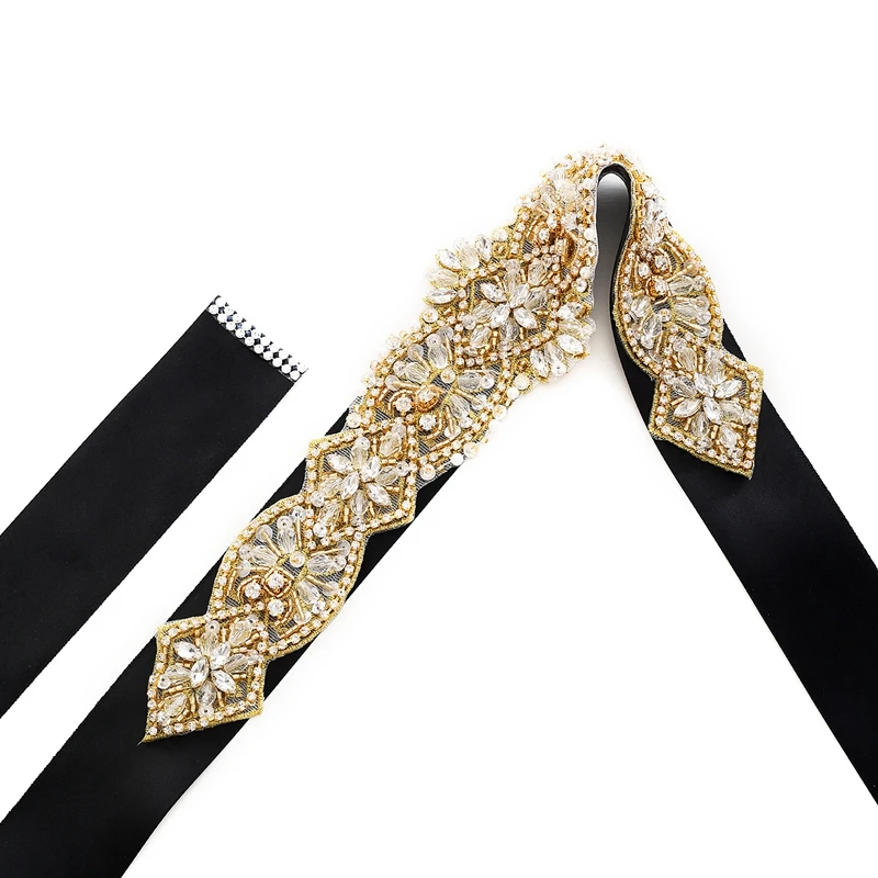 

New design customizable fashion wedding bridal waist applique decorated crystal rhinestone belt, Rhinestone applique: silver,gold,rose gold ribbon color: 20 colors