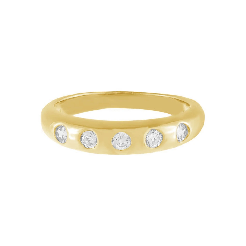 

wholesale fine jewelry 925 sterling silver engagement ring 18k gold plated cz multi stone dome ring