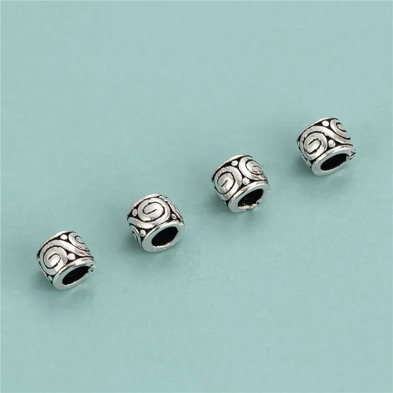 

Vintage Thai Silver Spiral Pattern Small Loose Beads Spacer Beads DIY Bracelet Accessories Making Jewelry