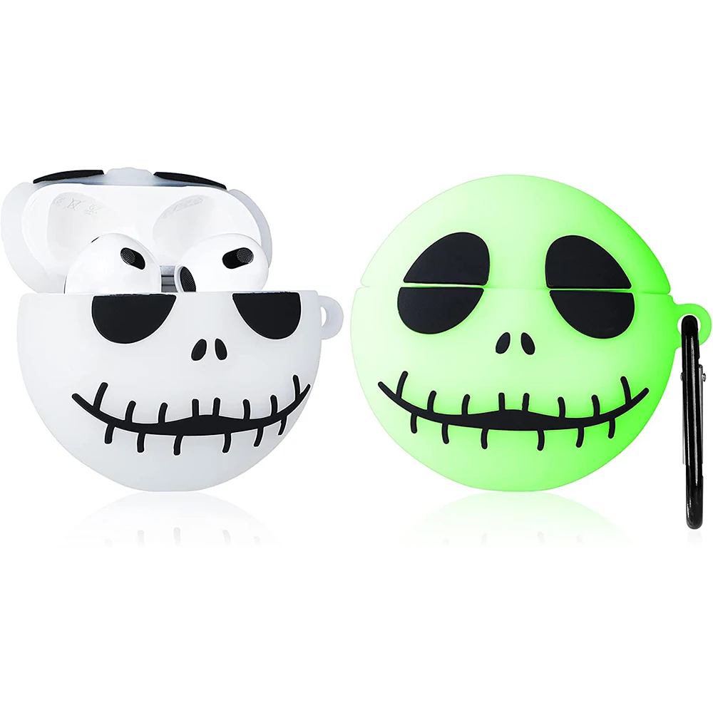 

Cute 3D Lovely Unique Cartoon Fluorescent Skull Cover for Airpod 3 Silicone Fun Funny Cool Design Cases for Air pods 3 2021