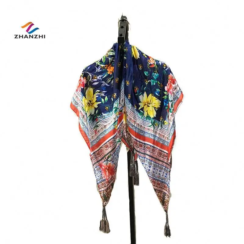 

2019 new arrival digital printing silk scarf square printed 100% paj