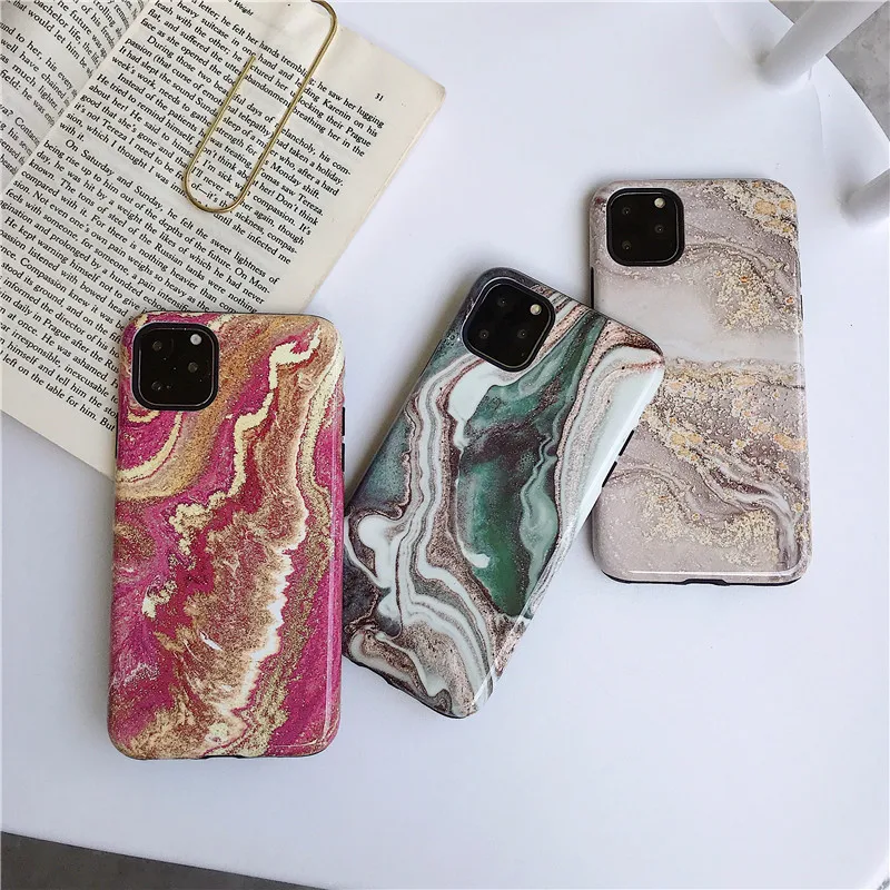 

2019 New double layer shockproof TPU PC phone accessories case for iphone 11 pro max, for iphone 11 pro max case marble