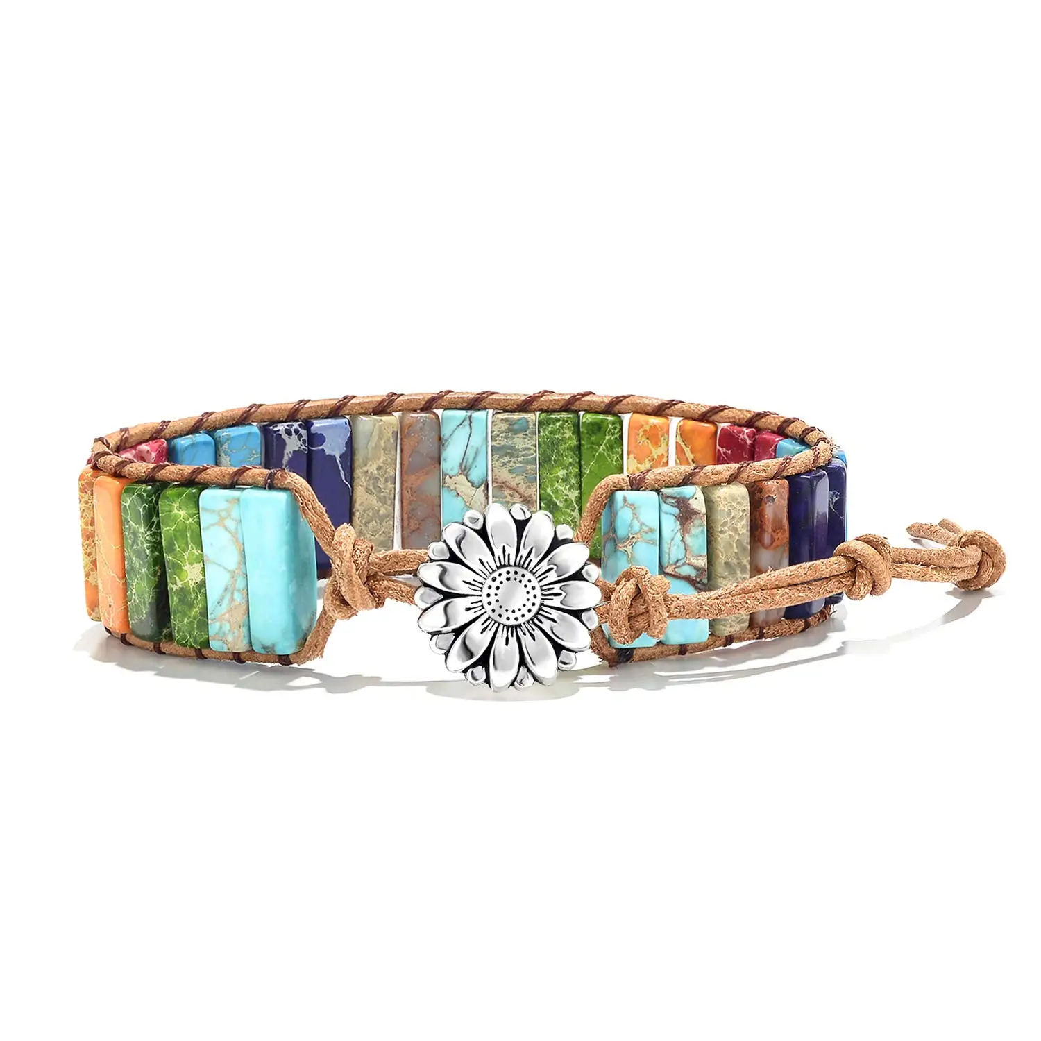 

7 Chakra Bracelets for Women with Real Stones Leather Wrap Healing Crystal Bead Bracelet Women Men Boho Friendship Jewelry