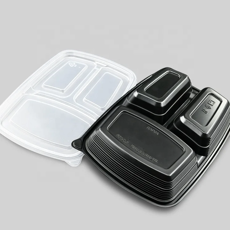 

Eco Healthy Black Plastic Meal Prep Containers Pp Disposable Food Containers