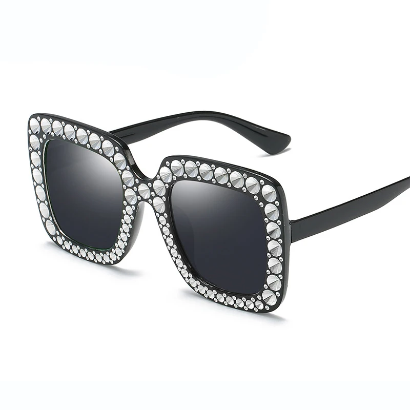 

SKYWAY Diamonds Oversized Sunglasses Rhinestone Luxury Brand Designer Sunglasses Women Square Shades Fashion Retro Sunglasses