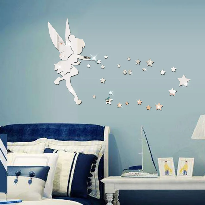 

Laser Engraving 3D Angel Acrylic Irregular Customized Wall Decoration Mirror