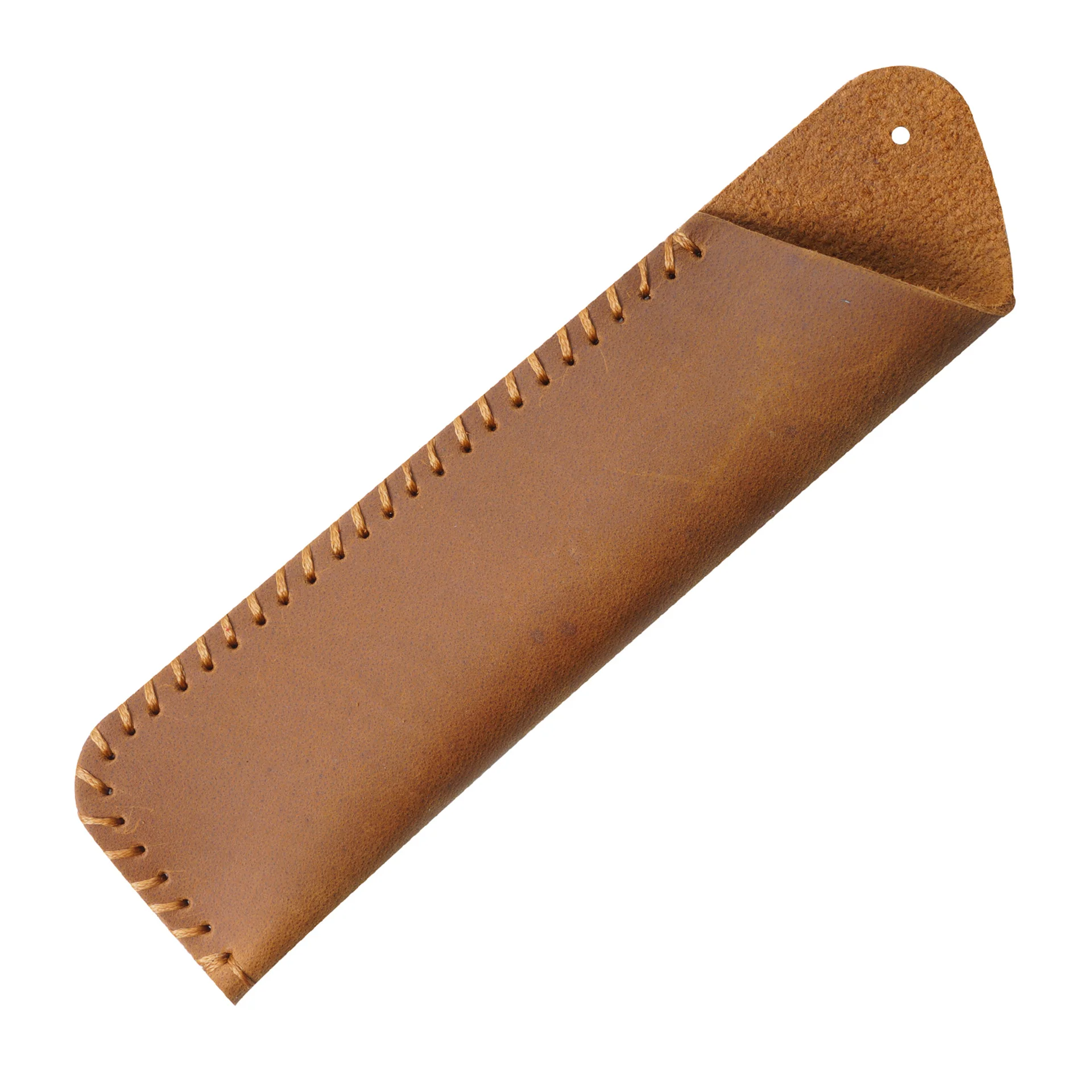 Genuine Leather Simple Retro Pencil Bag with Flower Emboss Boys and Girls School Pen Holder