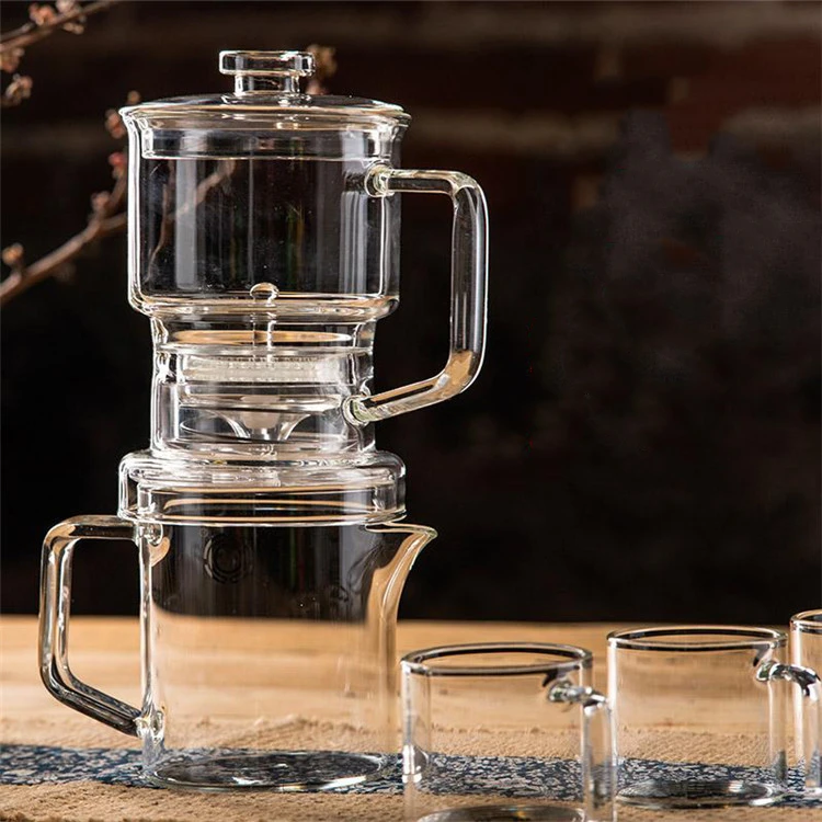 

High Quality Borosilicate China Manufactures Custom Tea Set, Transparent clear