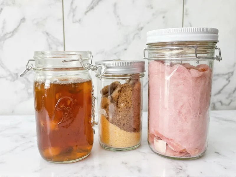 Homemade ham glaze ingredients in mason jars