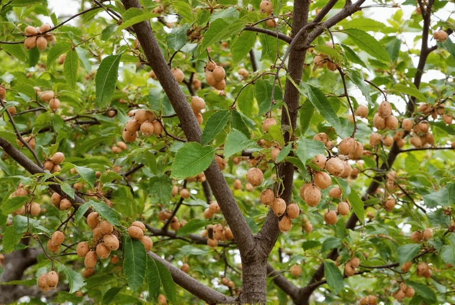 Close-up of nutmeg fruit showing mace surrounding the seed