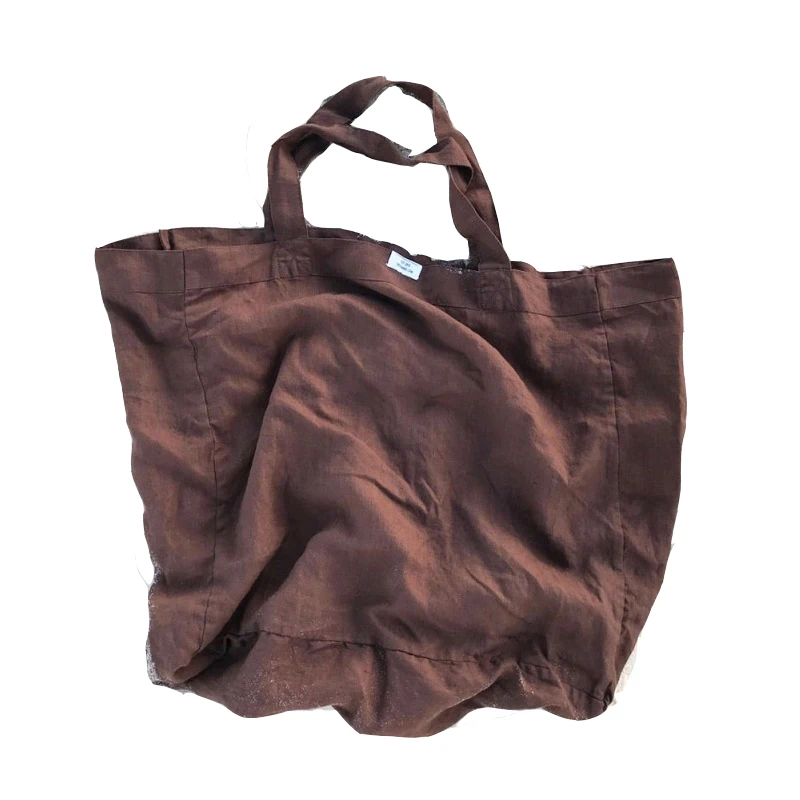 

customised Eco friendly sustainable Blank 100% linen Tote shopping Bag with wide handle, Natural