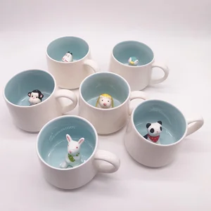 Image of 3d animal mugs ceramic tarvel coffee and saucer mug lids with logo porcelain tea cup sublimation espresso cup wholesale mugs
