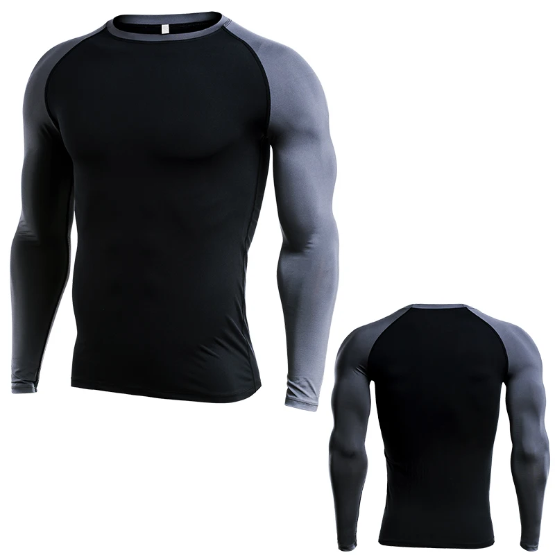 

latest long sleeve compression men quick dry gym t shirt fitness sport shirt male rashgard gym workout traning tights for men