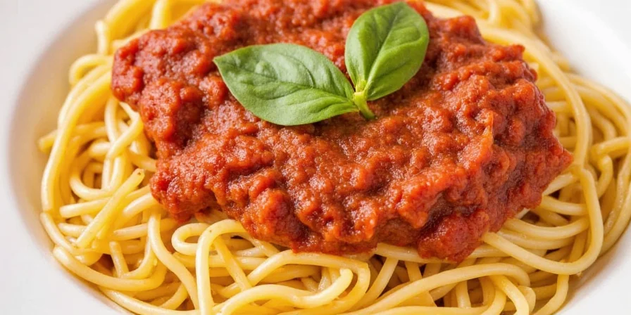 Finished spaghetti with perfect sauce