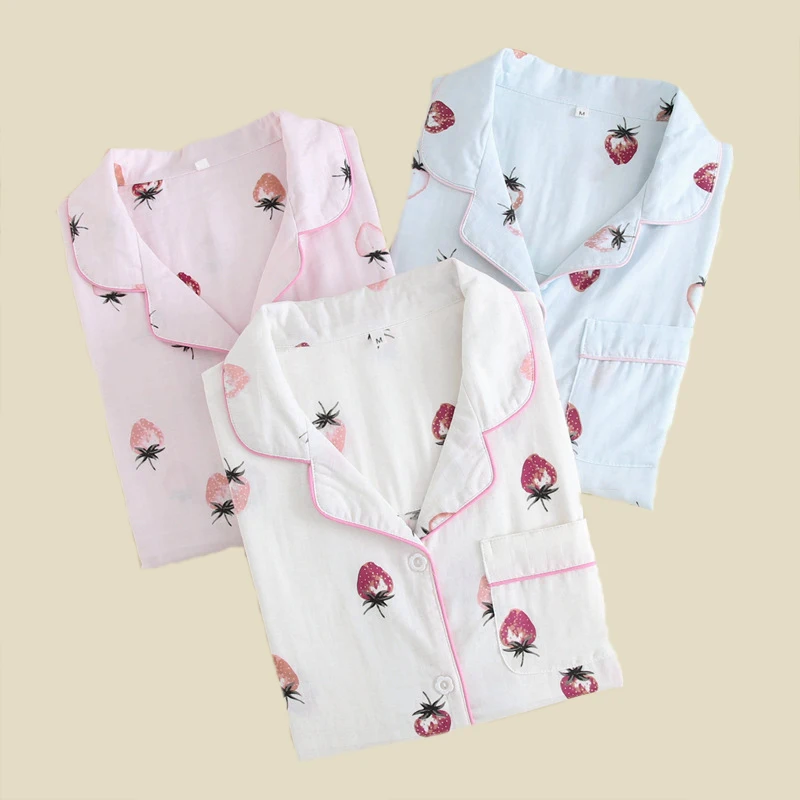 

Women's Sleepwear Women 2 Pieces Pajamas Sets Womens 2021 New Summer Spring Fruit Shirts with Pants Two Piece Set Clothes