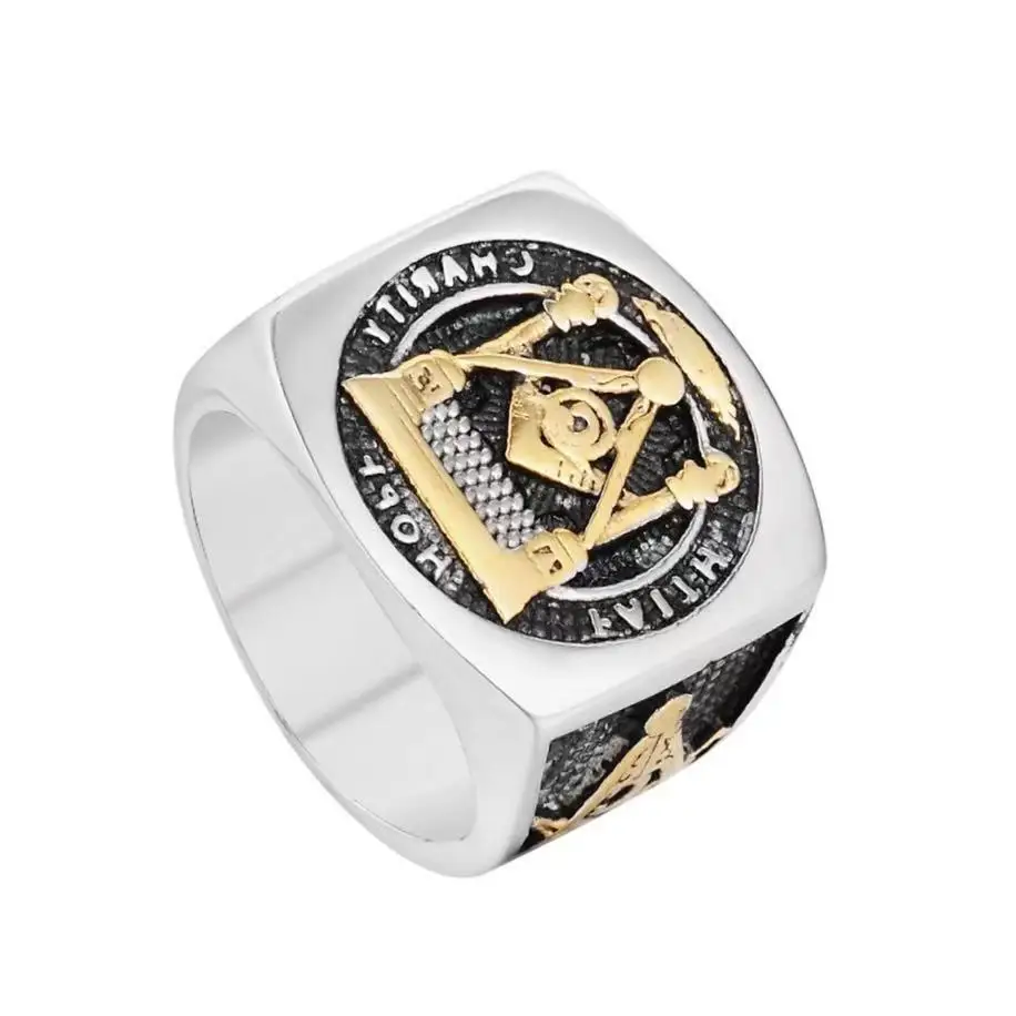 

popular Masonic logo titanium steel ring foreign trade jewelry wholesale lovers ring