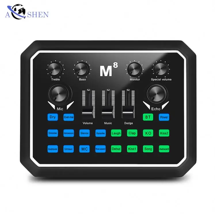 

Factory M8 External USB Sound Card for YouTube Smart Phone PC Tablet Live Show singing With Echo Interface Soundcard