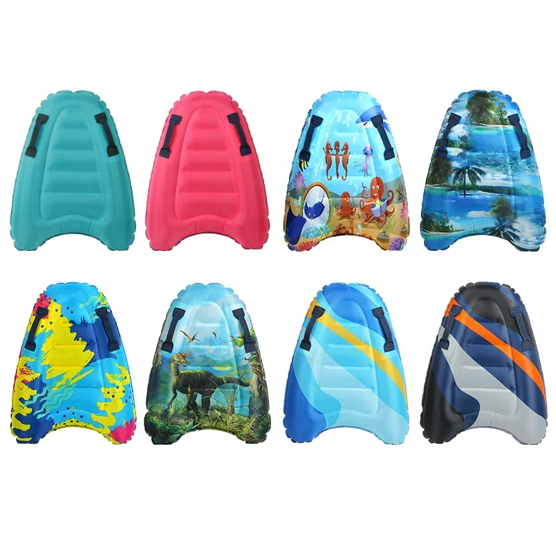 

Inflatable Bodyboard kids Backyard Races Lightweight Swimming Floating Surfboard with Handles Aid Mat Learn to Swim, Green,dark blue,yellow,red,light blue,camouflage