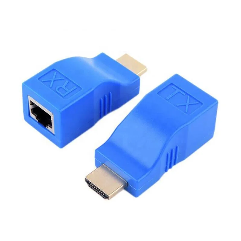 

Blue Full HD 1080P HDMI Extender HDMI to RJ45 Converter for 30M Transmission Distance