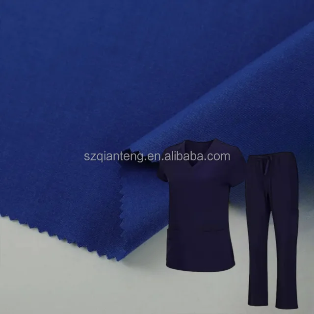 AQTQ 4-Way Stretch Twill Anti-Bacterial Rayon/Polyester/Spandex Medical Scrubs Fabric 72 Polyester 21 Rayon 7 Spandex Textile