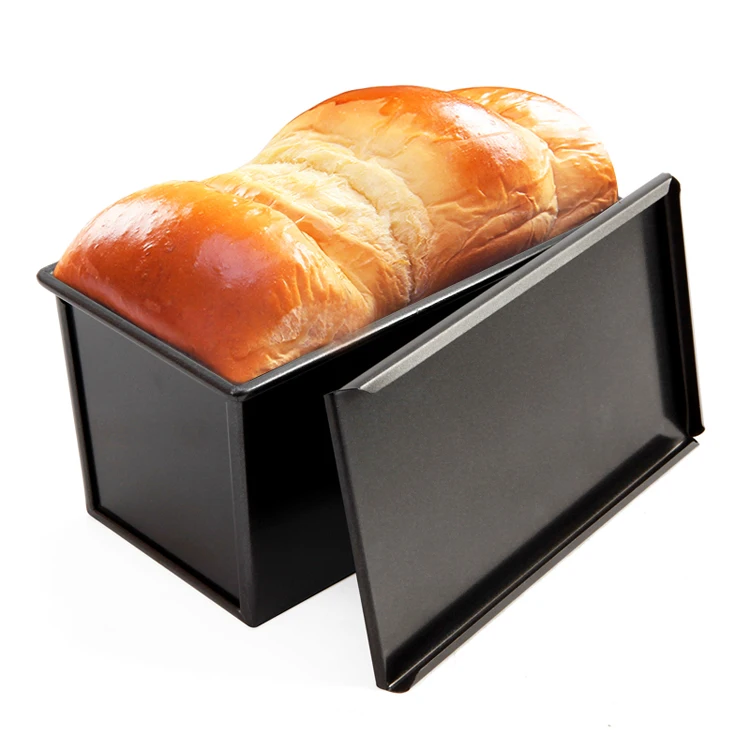 

Chefmade Baking Loaf Pan Bread Aluminium Cake Mold With Lid, Black