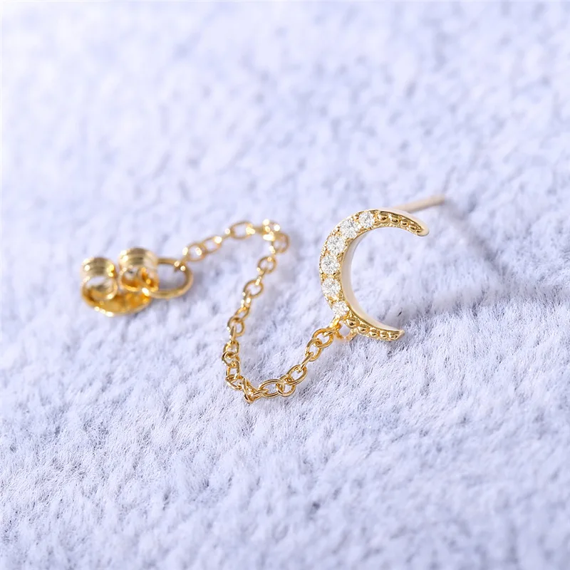 

Wholesale moon S925 Cubic Zirconia Earrings Gold Plated