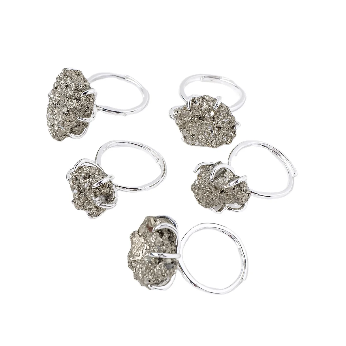 wholesale natural crystal pyrite stone rough mineral specimen  chalcopyrite ring for decoration