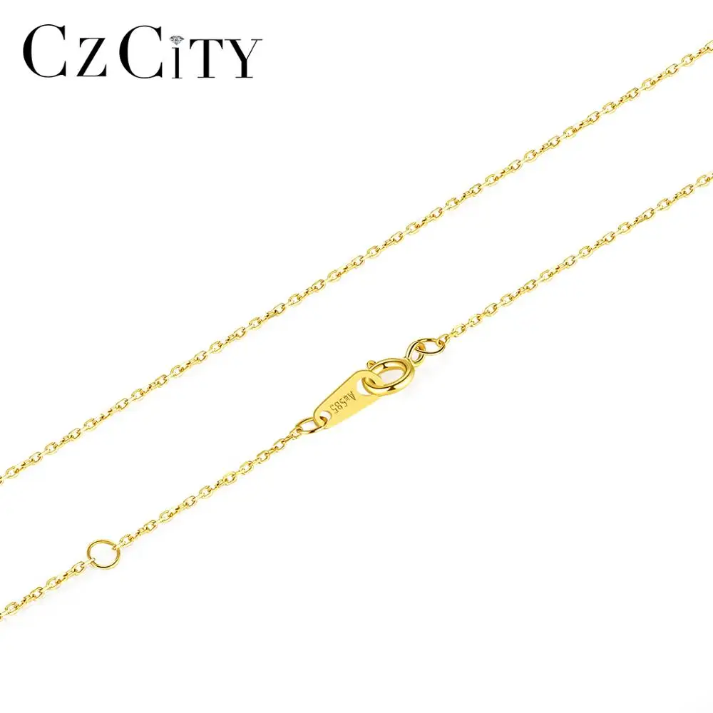 

CZCITY Real Solid Gold Chains Necklaces O Shape Chain and Link Chian 14K Real Solid Gold Jewelry Necklace