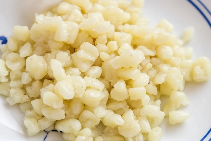Close-up of freshly minced garlic on cutting board showing proper texture and measurement