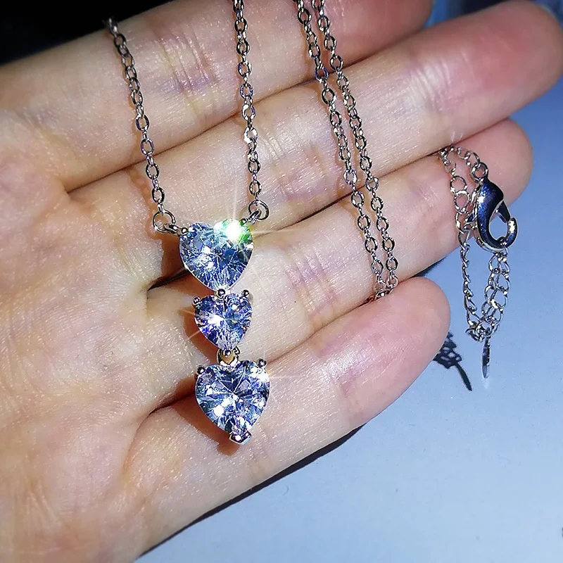 

Fashion White Color heart Necklaces Cubic Zircon Pendant Necklaces for Women Romantic Necklace Summer Jewelry, Customized color