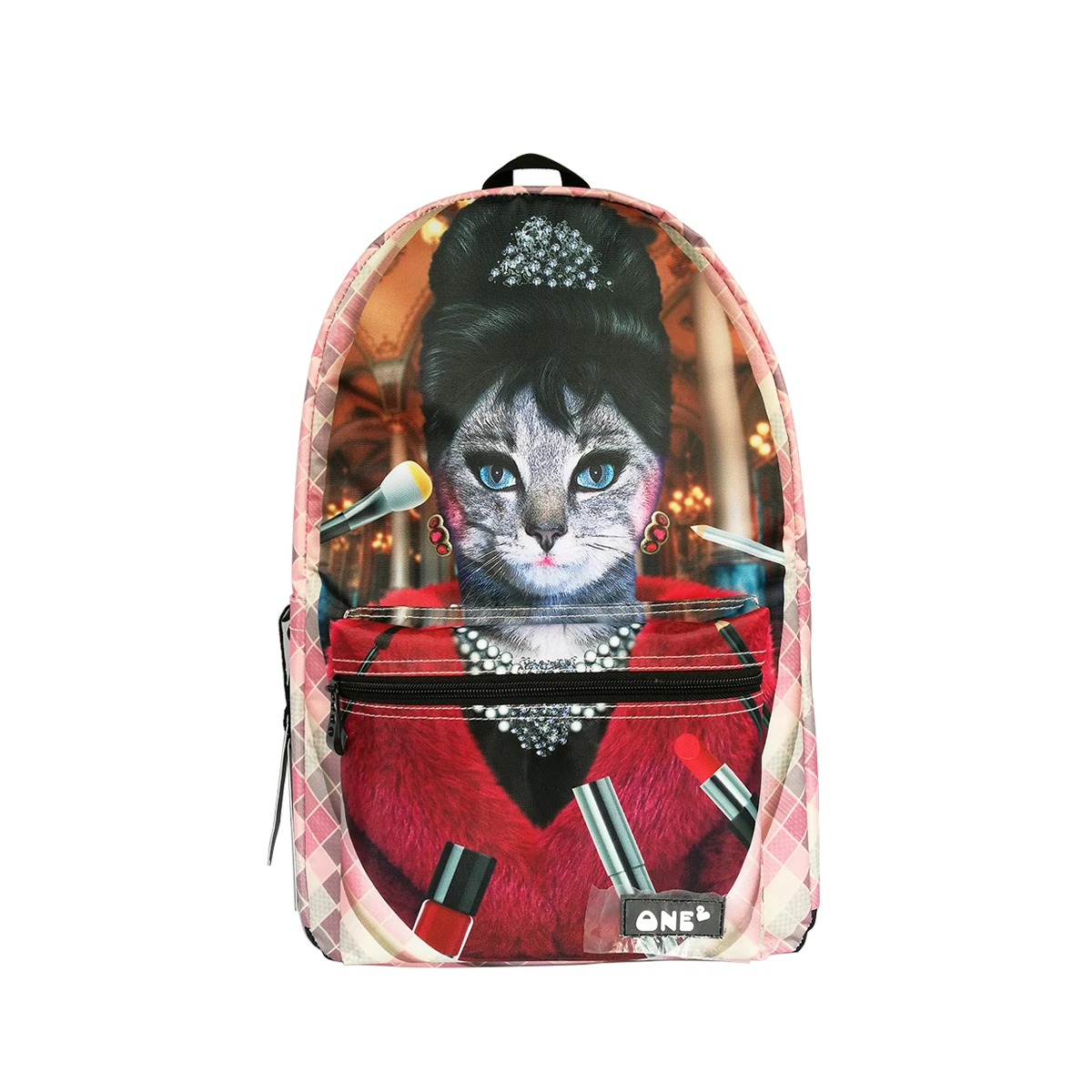 

Cute cat design print school bag for kids large capacity children backpack school bags with front pocket NO MOQ, Customized