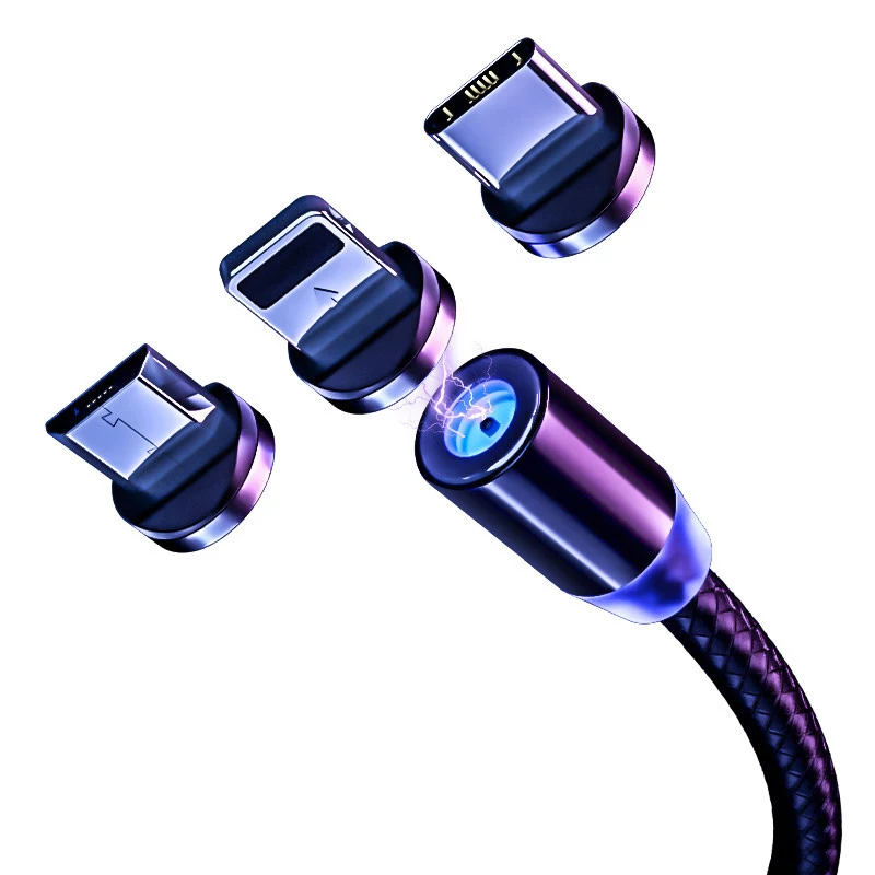 

New Arrival Magnetic 3 In 1 Micro Type C Cable Usb Magnetic Charging Cable, Black, red, silver, gold