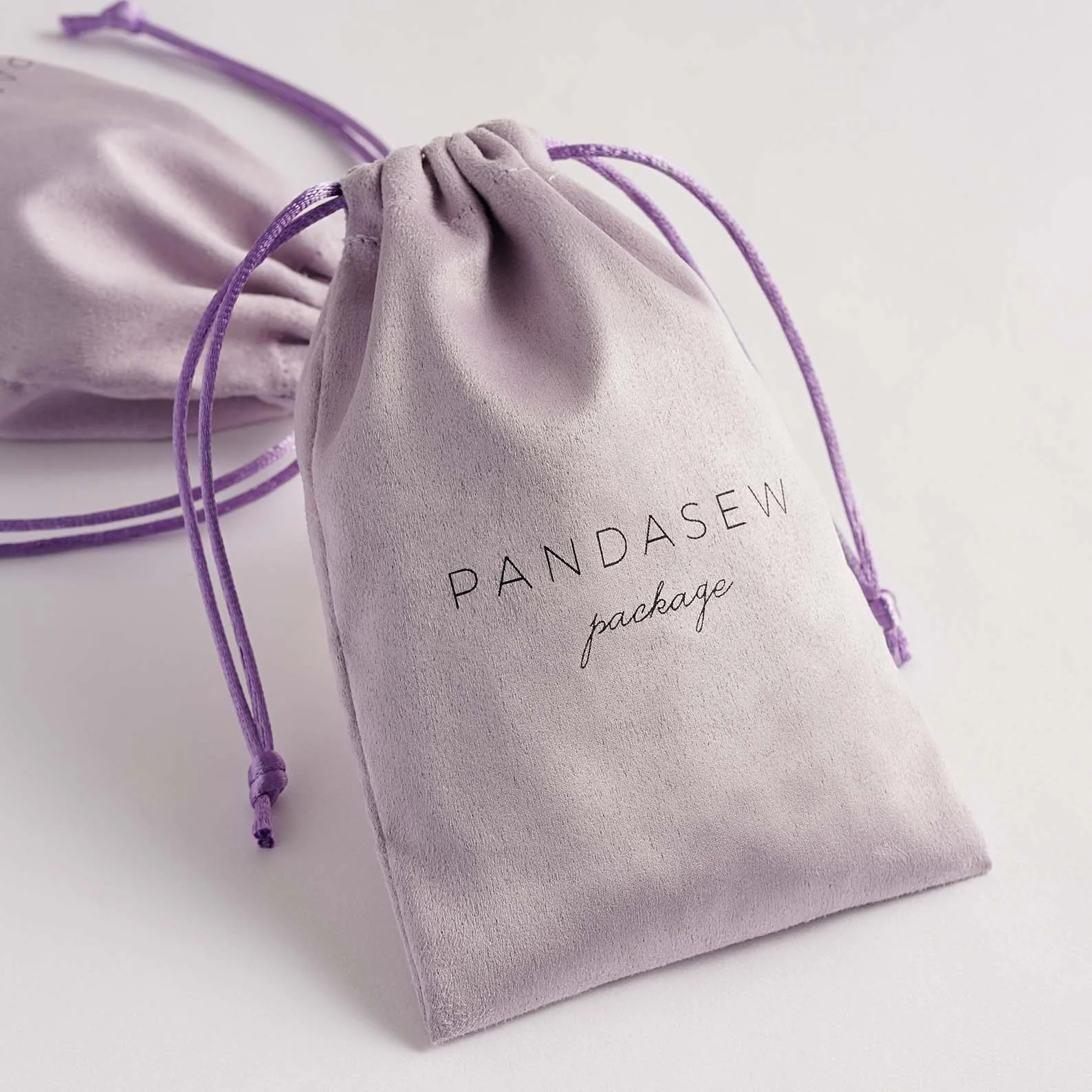 

PandaSew custom suede jewelry packaging pouches drawstring bag silk screen print with logo, Customized color