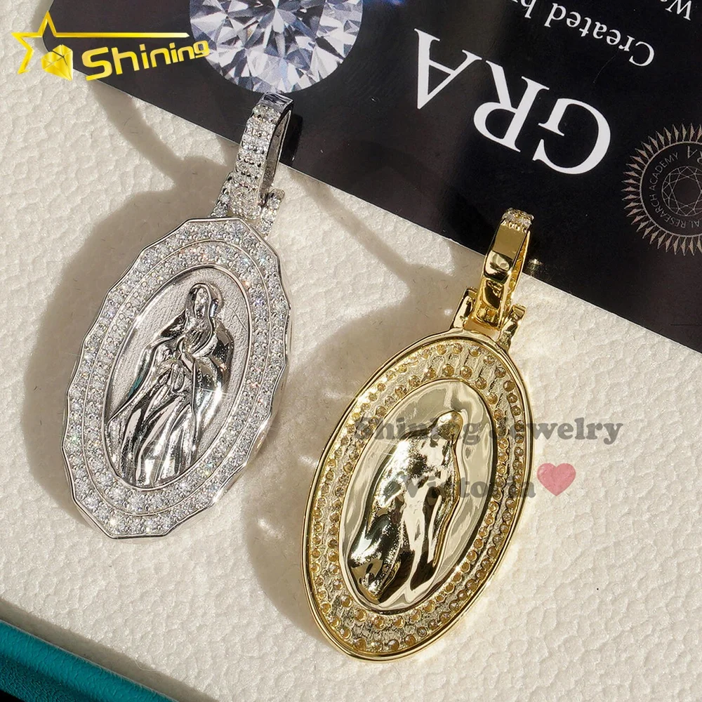 

Fine Jewelry Sterling Silver 925 Iced Out Diamond Pendant VVS Moissanite Hip Hop Fashion Jesus Pendant