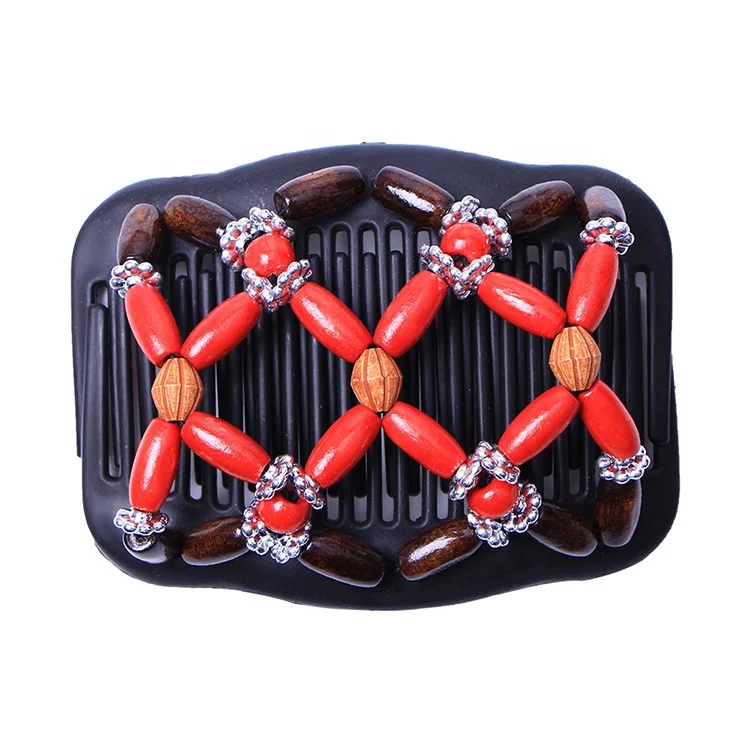 

Hot Style Hair Styling Double Combs African Handmade Hair Clip Elastic Magic Stretchable Hair Comb, Any color is available