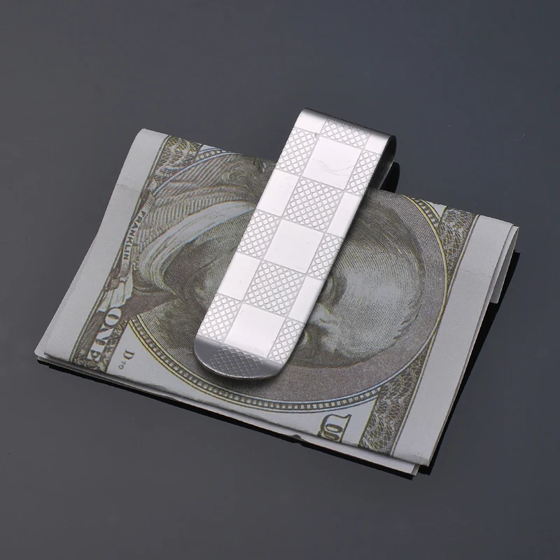 Logotipo personalizado de metal de aço inoxidável clipe de dinheiro para carteira de couro dos homens prata preto galvanizado carteira de metal ouro
