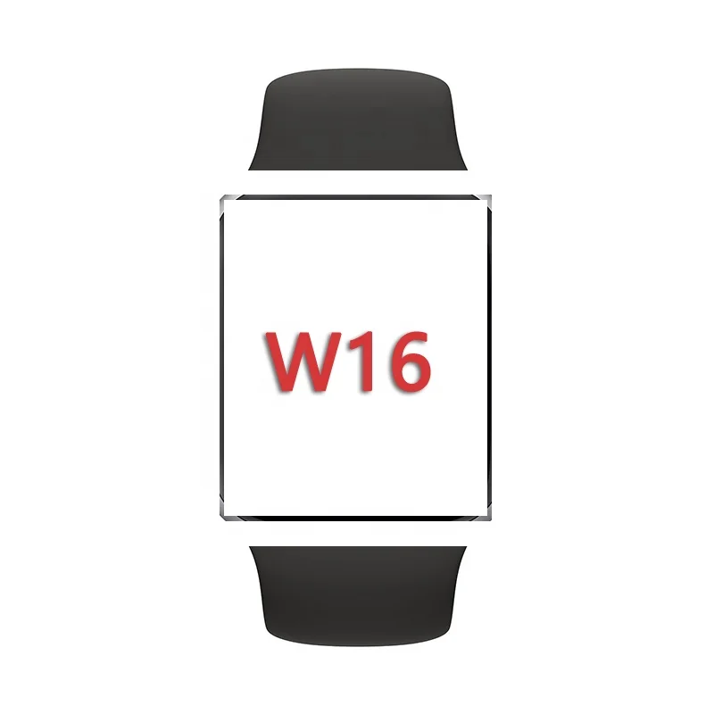 

2020 upgrade series 5 waterproof ip68 iwo w16 smart watch 1.75 inch touch screen bracelet 44mm smartwatch w16 w26 w26plus, Silver, black