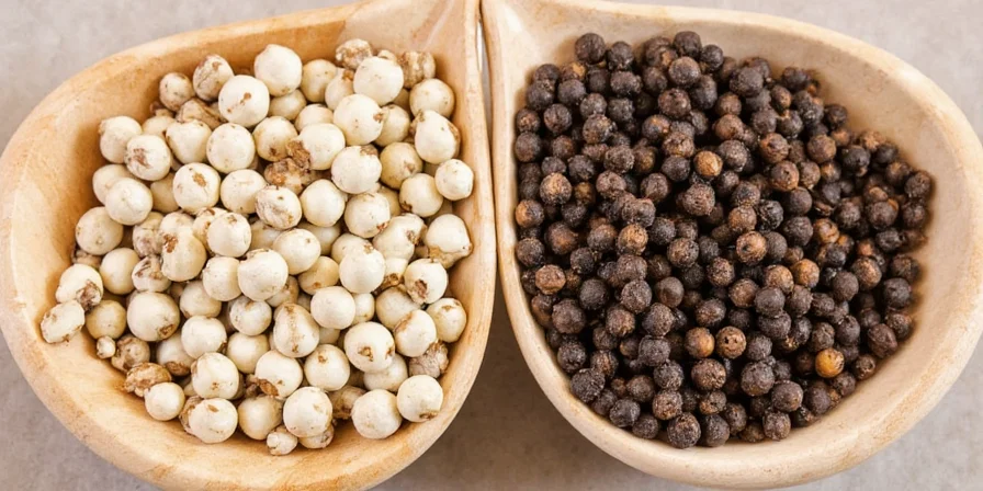 Flavor profile chart comparing white and black pepper