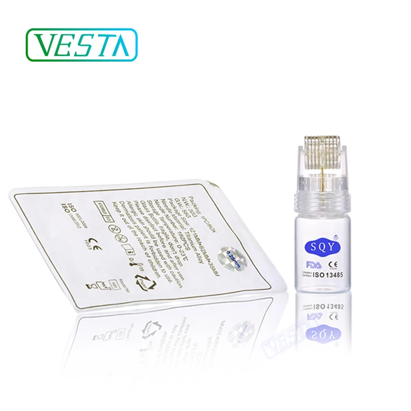 

Vesta Titanium Microneedle Hydra Roller 64 192 Gold Tips Derma Roller Bottle for Hyaluronic Acid serum