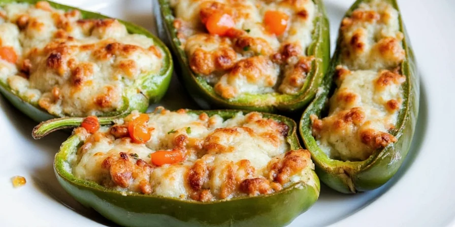 Spicy black bean and corn stuffed poblano