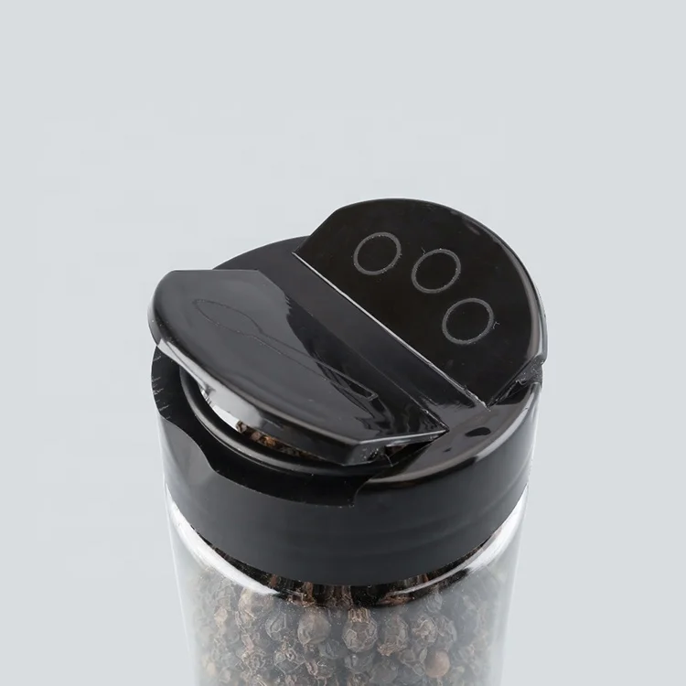 

200ml plastic Clear Spice Bottles with Flip Top Flapper Cap for Pepper Powder or Herb