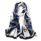 100% Silk Scarves Fashion Luxury Women Long Silk Scarf Check Pattern Silk Chiffon All Season 180*65cm