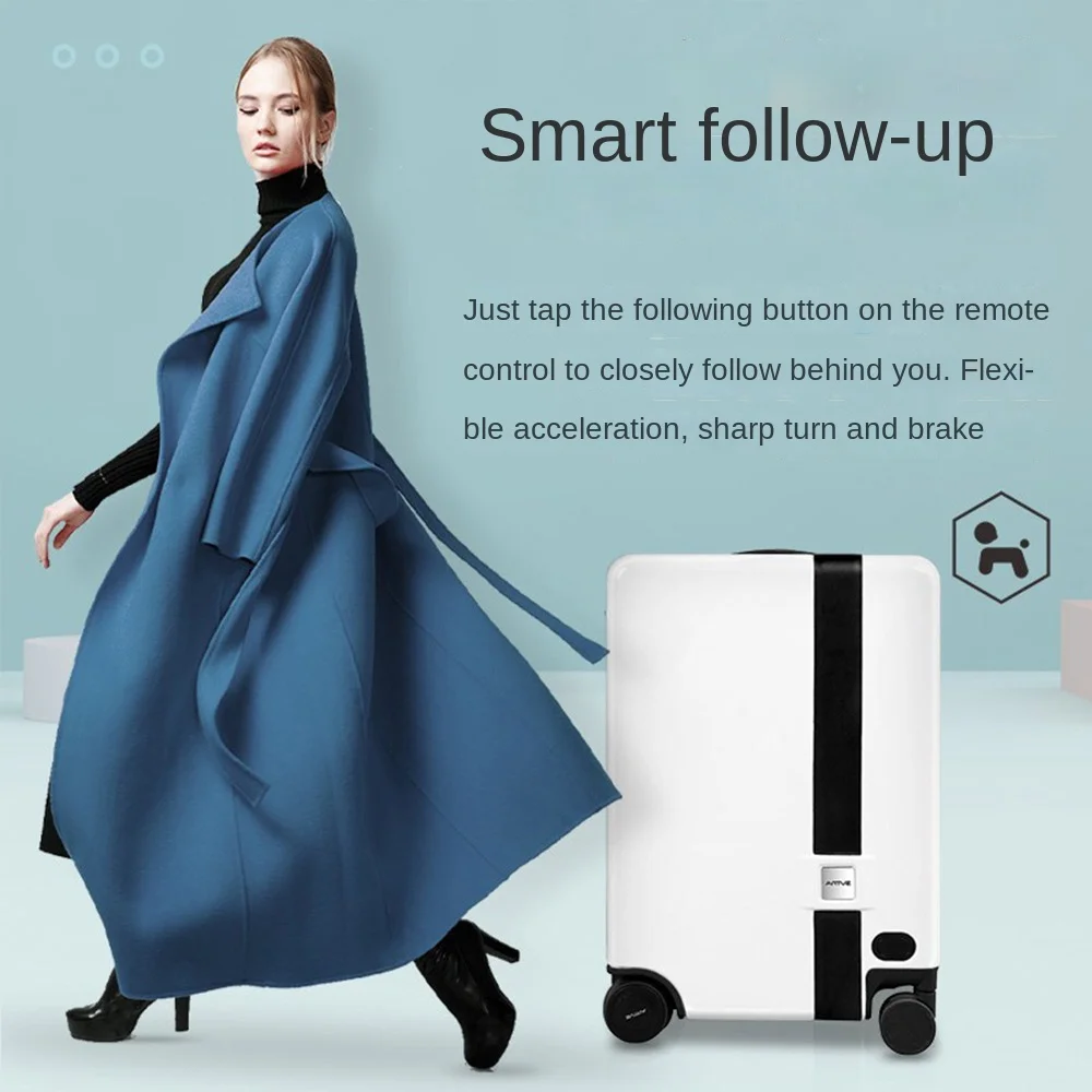 

2022 New Automatic Following Robot Smart Luggage USB Charging Board Suitcase with remote control Automatic luggage, White;black