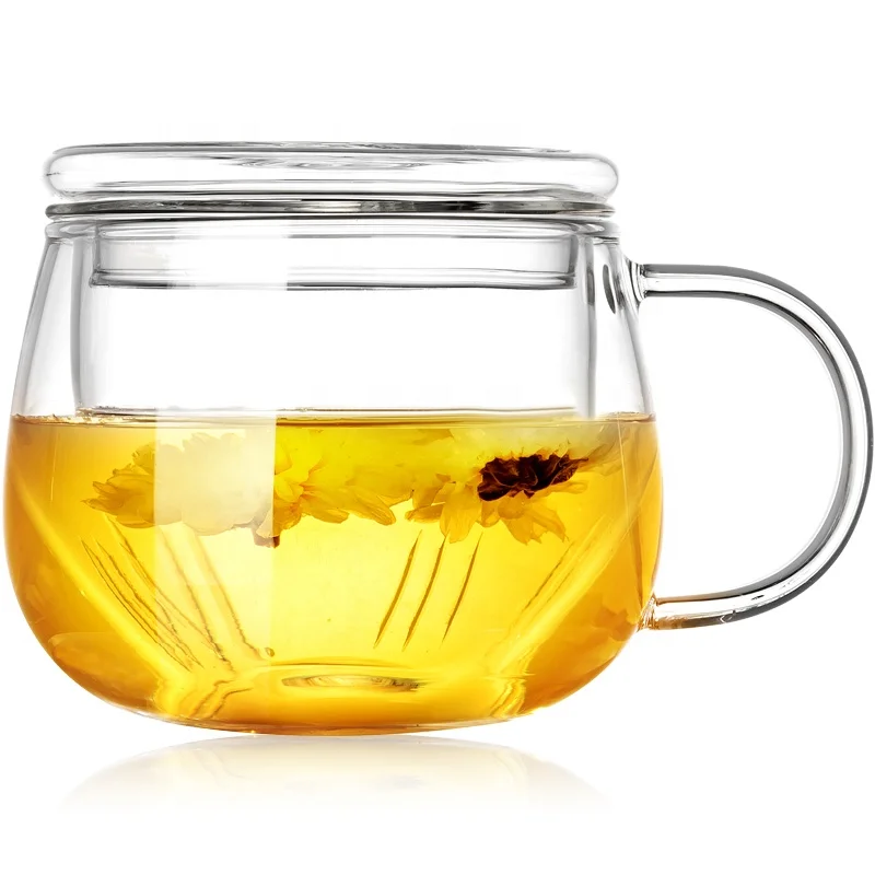 

Standard package heat resistant glass tea infuser cup for drinking, Clear