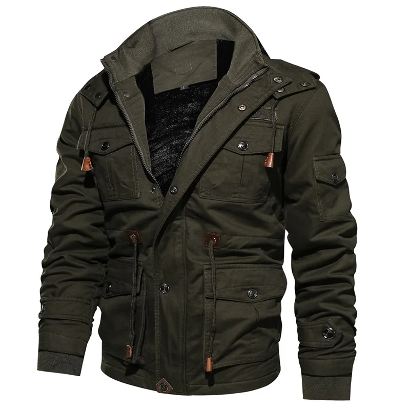 
Winter Thickening Fleece Warm Military Style Track Jacket Men Plus Size Bomber Jacket Coat 