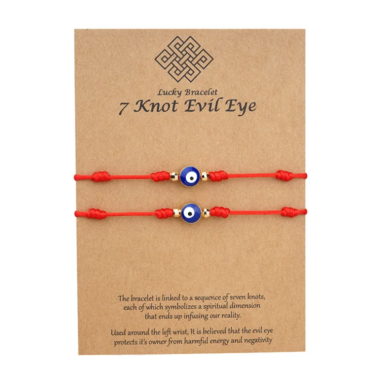 

New Creative Hot Selling lucky red string demon eye bracelet adjustable ethnic evil eye bracelet with card