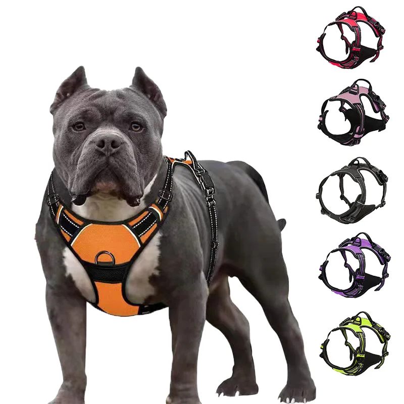 

Pet Reflective Nylon Dog Harness No Pull Adjustable Medium Large Naughty Dog Vest Safety Vehicular Lead Walking Running