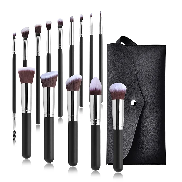 

Nylon Hair Black Foundation Eyebrow Makeup Brushes Vegan Personalized High Quality LOW MOQ Best Seller 14pcs Makeup Brush Sets