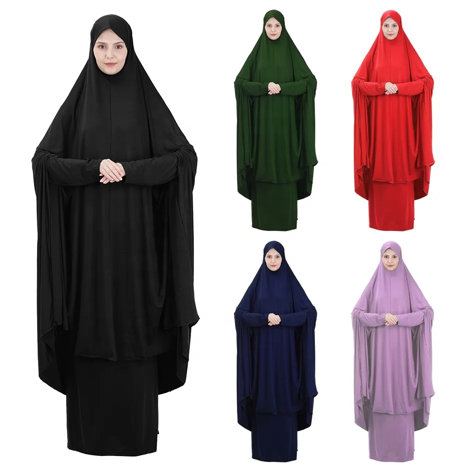 

saudi jilbab 2 pieces muslim prayer dress women Middle East Tops and Skirts Islamic Ethnic Clothes, Picture